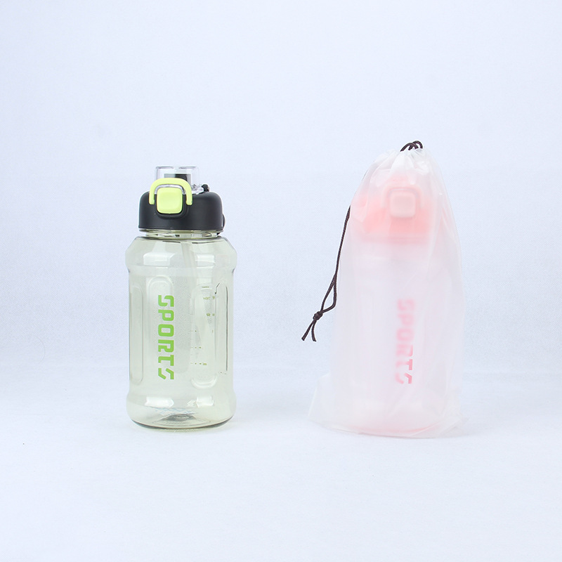 Portable Large Capacity Plastic Water Cup Straw Scale Jump Cover Men And Women Fashion Outdoor Fitness Water Cup Plastic Item Picture