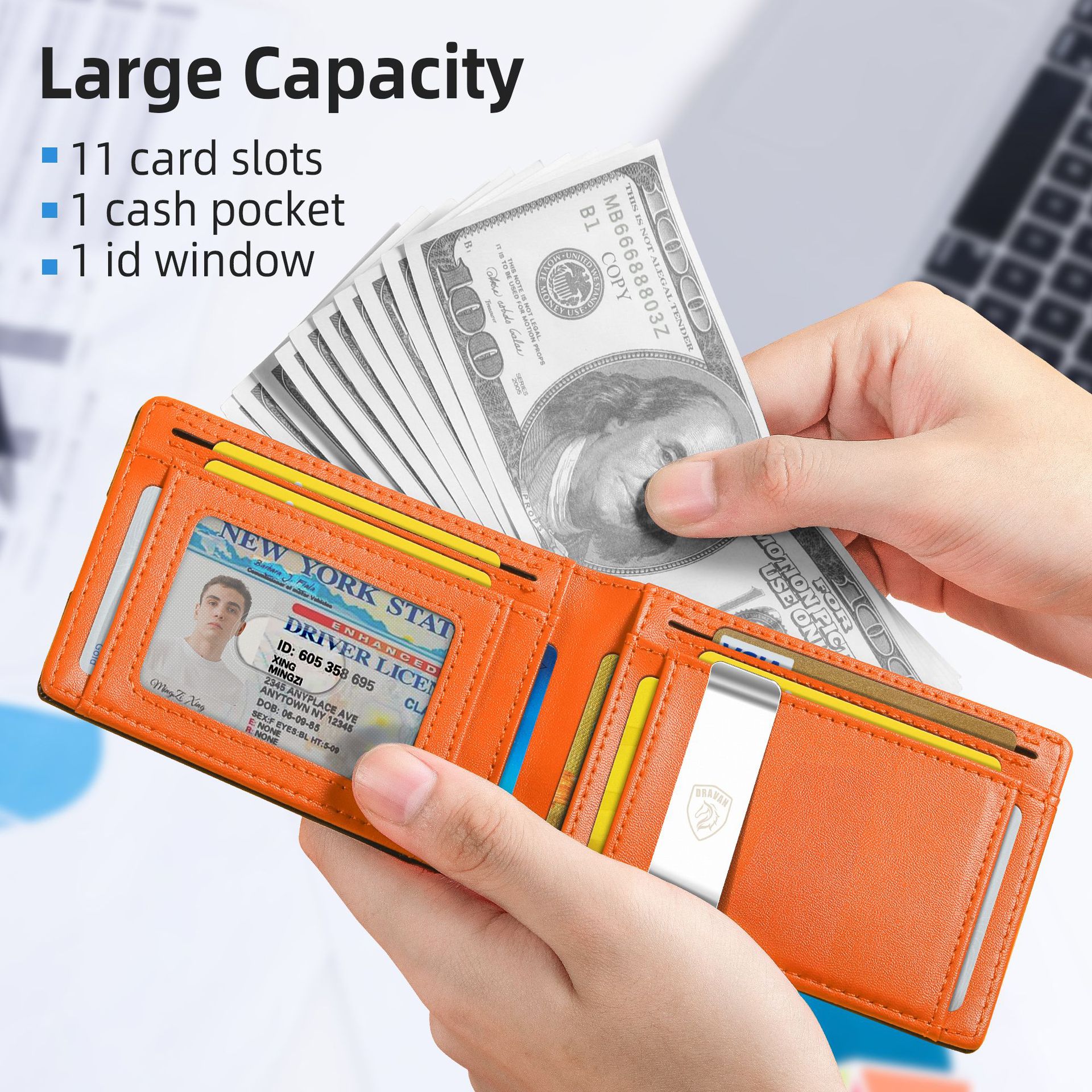 跨境欧美热销卡包超轻便携碳纤维零钱包男士皮包RFID防盗刷独立站