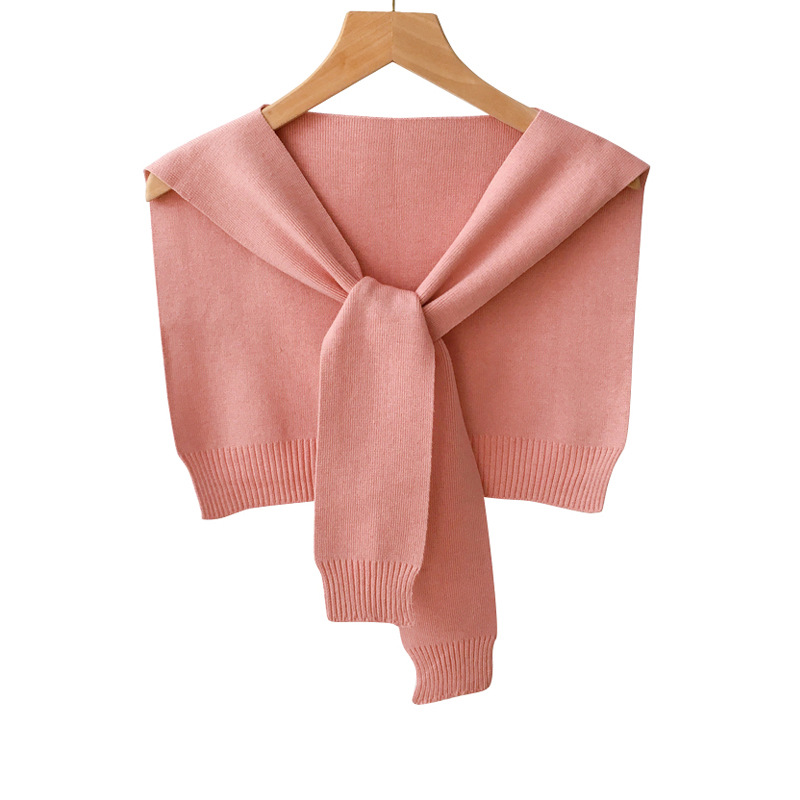 Striped Wool Outside With Shawl Women's Winter Dual Purpose Scarf Knitted Shoulder Korean Version Of The New Spring And Autumn Solid Color False Collar Thin Specification drawing