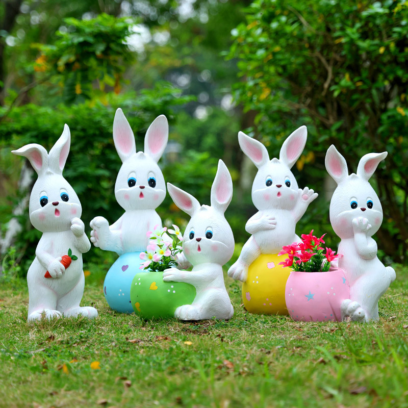 卡通动物兔子雕塑摆件花园幼儿园售楼处草坪装饰户外园林景观小品
