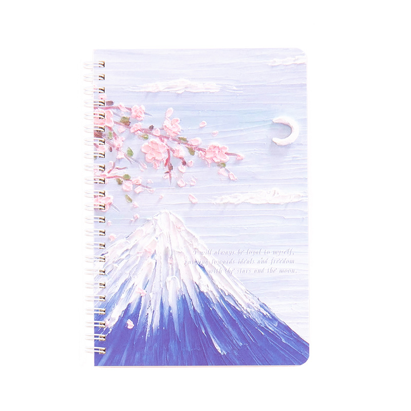 Ins Oil Painting Landscape A5 Coil This Student Diary Lovely Stationery Notepad Thickened Horizontal Line Notepad Item Picture