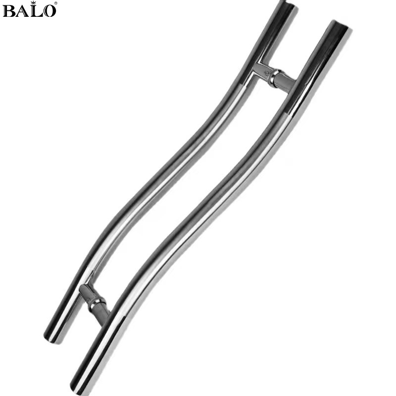 Handle Glass Door S Type Handle Round Tube Sand Light Glass Door Stainless Steel Handle Modern Simple Door Handle Item Picture