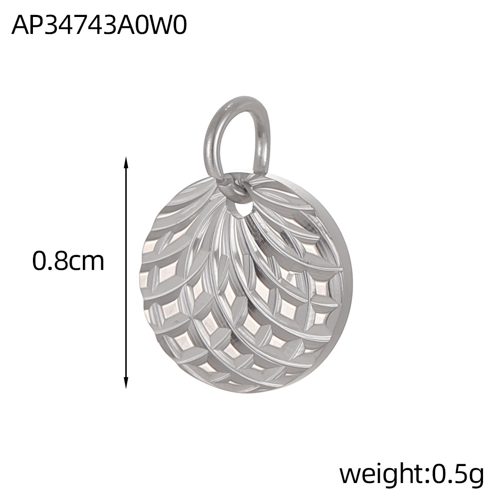 Cross-border best-selling stainless steel pendant texture pattern round plate heart four-leaf clover diy bracelet necklace accessory pic 30