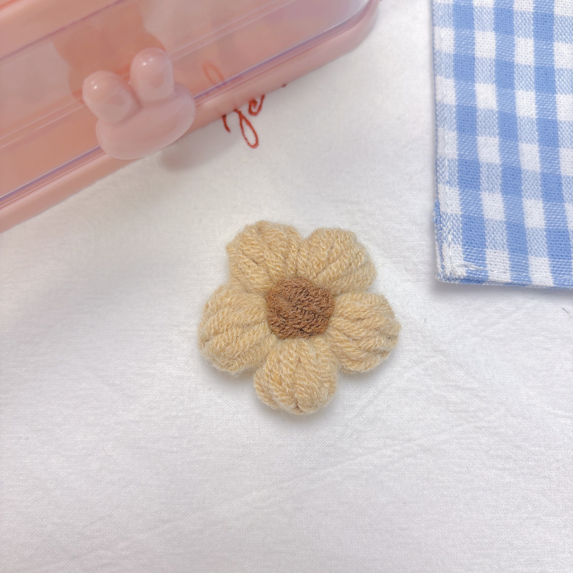 彩色针织泡芙小花配件毛线编织花朵diy儿童服装鞋袜帽子发夹配饰详情16
