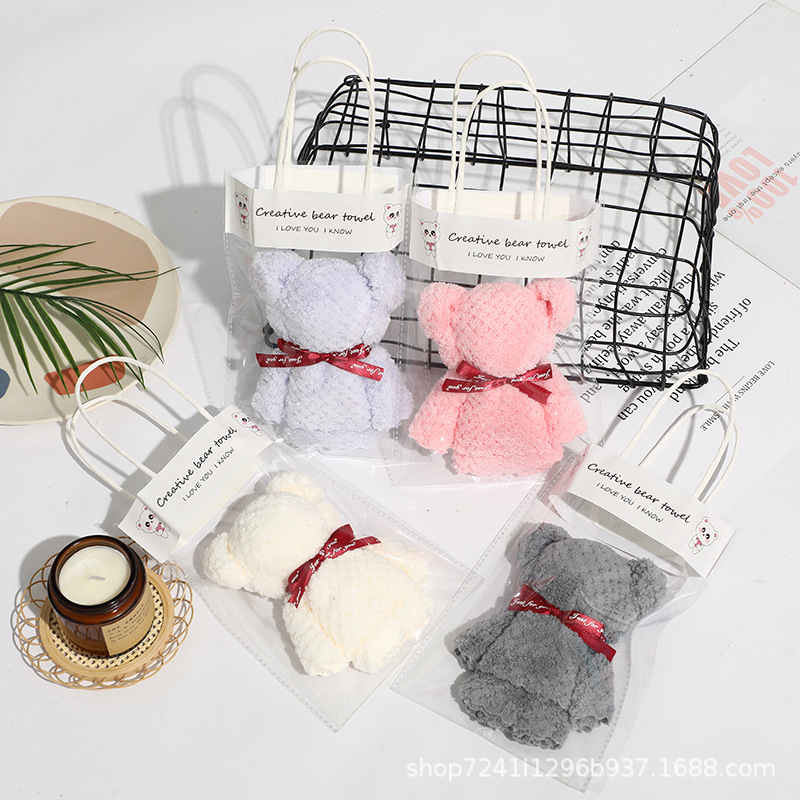珊瑚绒小熊毛巾店铺开业活动小礼品婚礼回礼结婚伴娘礼物喜铺实用