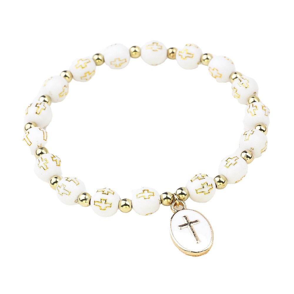 Europe And The United States Cross-Border Foreign Trade Hot Oval Cross Pendant Bracelet Women's Baptism Bracelet Prayer Bracelet Gift Lovers Jewelry Manufacturers Direct Sales Item Picture