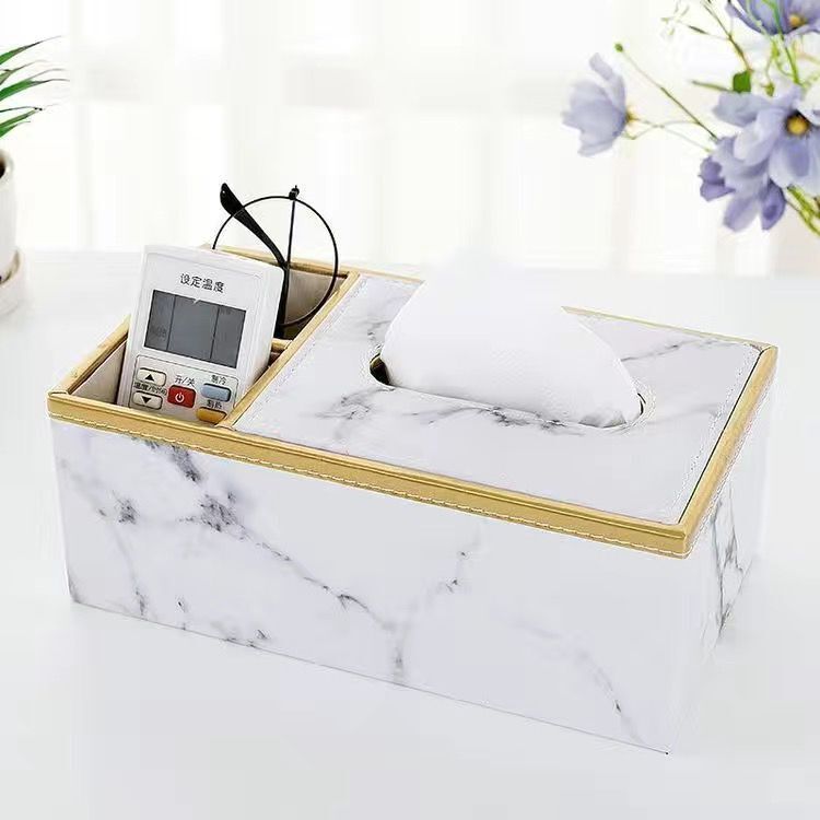 Multi-functional leather tissue box, hotel, restaurant, living room, coffee table, remote control desktop storage box, creative household tissue box