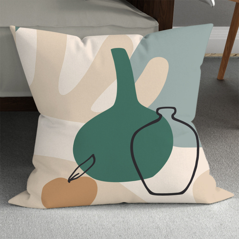 莫兰迪撞色抱枕时尚艺术抽象文艺清新几何线条插画靠垫沙发装饰枕详情图3
