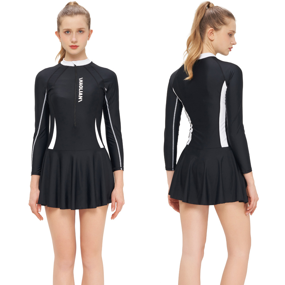 Stock Cross-Border 2023 European And American One-Piece Swimsuit Dress Amazon Swimsuit Female Sunscreen Muslim Conservative Swimsuit details Picture