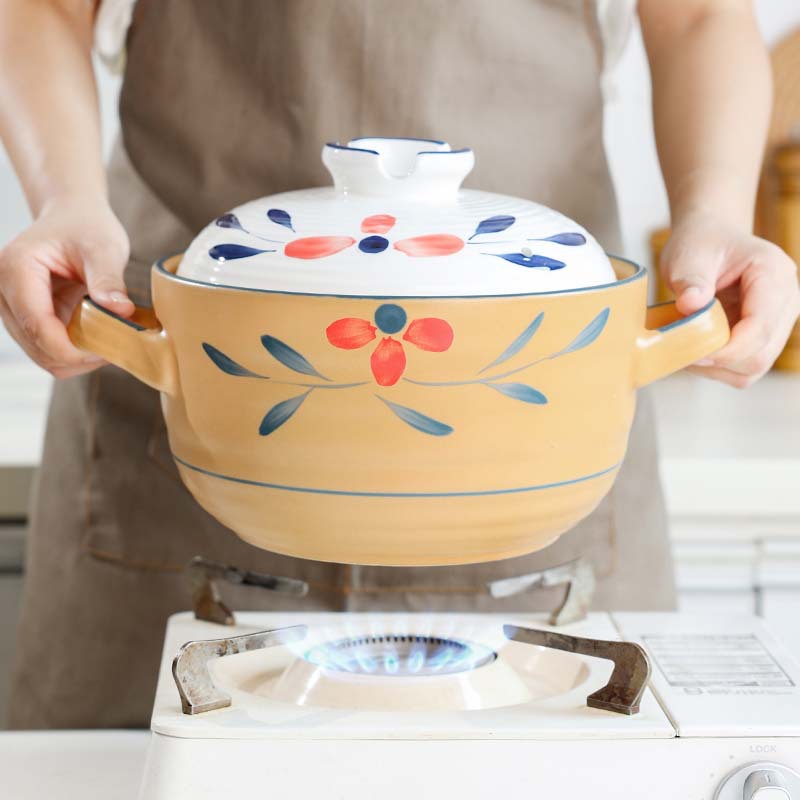 Retro clay pot stew pot for making soup, household open flame high-temperature resistant gas stove, special ceramic Japanese-style clay pot and tile pot Specification image