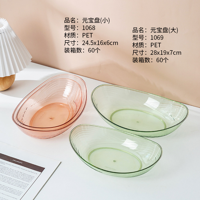 Water ripple fruit plate, food-grade household living room transparent fruit plate, fashionable snack and dried fruit display plate details Picture