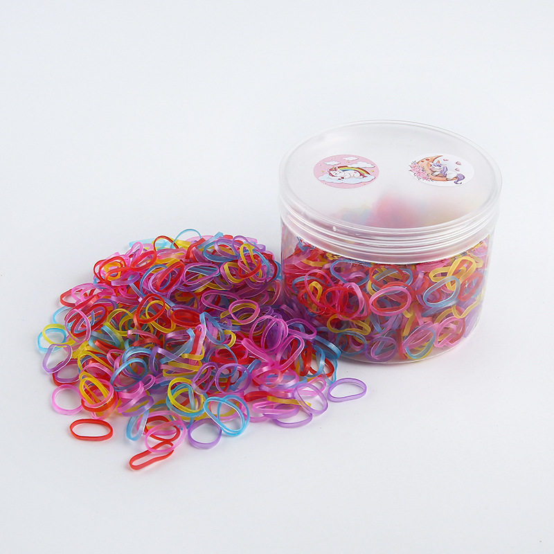 New Boxed Hair Rope Black Large Round Bottle Color High Elasticity Does Not Hurt Hair Band Children Disposable Small Rubber Band details Picture