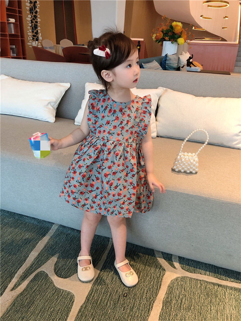 Girls' floral halter top princess dress 2021 Summer New style baby bow fashionable dress 6131 Specification image