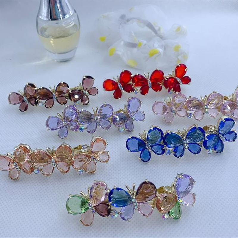 Barrette Cross Clip Medium Half Tie Hair Spring Clip Crystal Rhinrhinet Back Head Lady Korean Top Clip Simple Style