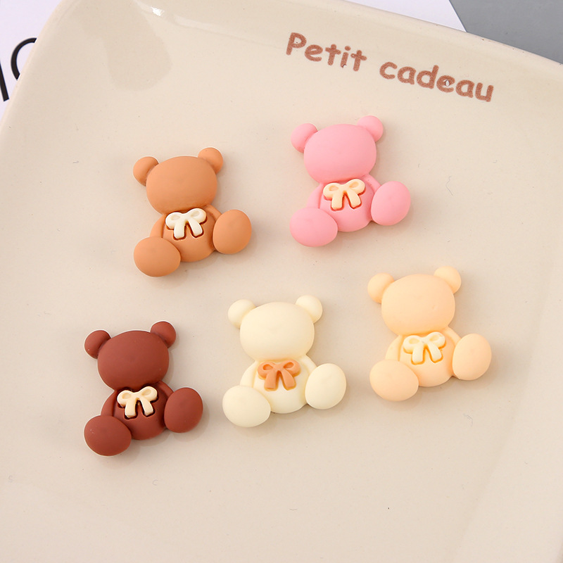 彩色领结熊树脂配件钥匙扣挂件DIY冰箱水杯贴片奶油胶手机壳材料