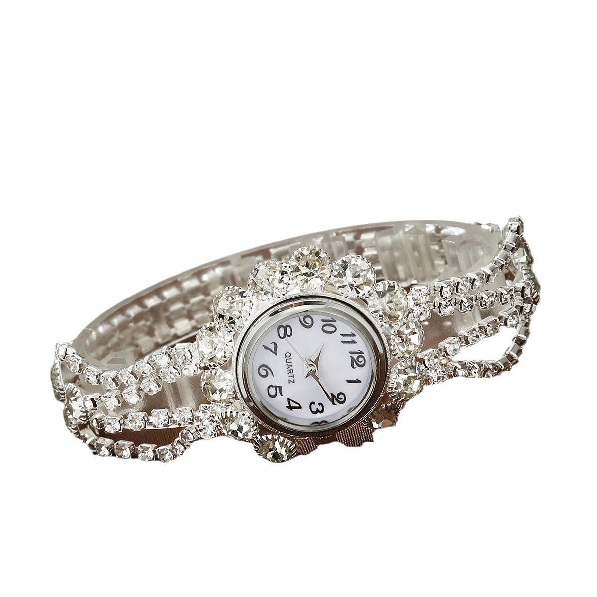 Diamantes diamantes de lujo atmósfera pulsera de pulsera reloj versión coreana esfera redonda personalidad japonés mujeres strass conjunto de joyería Application Scenario