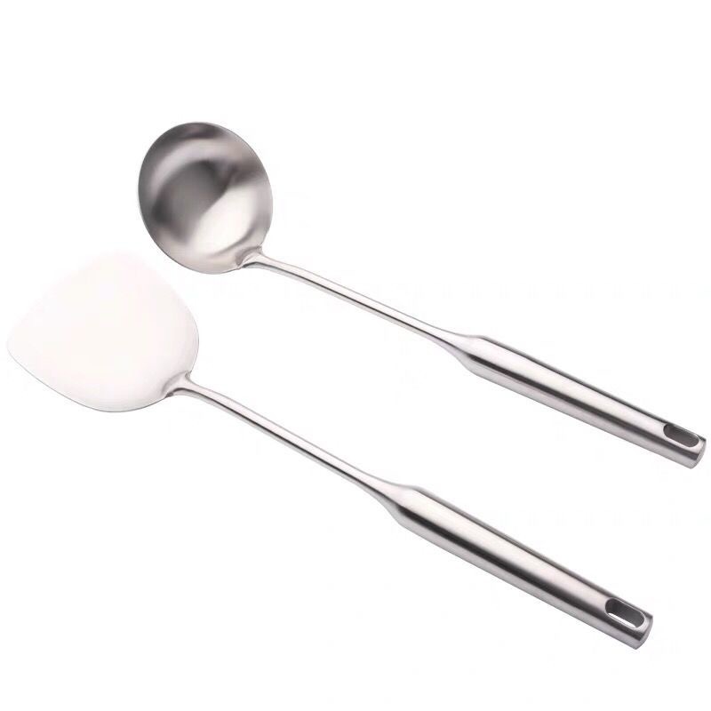 Stainless Steel Spatula Kitchen Cooking Thickening Spatula Frying Spatula Slotted Spoon Heat Proof Handle Spatula Soup Spoon Household Kitchenware Item Picture
