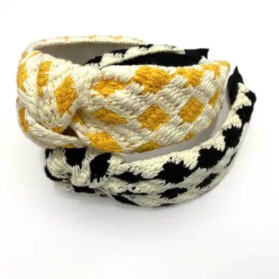 New Network Red High-End Candy Color Headband Hair Accessories Wide Edge Hand Crochet Color Knit Middle Knot Headband