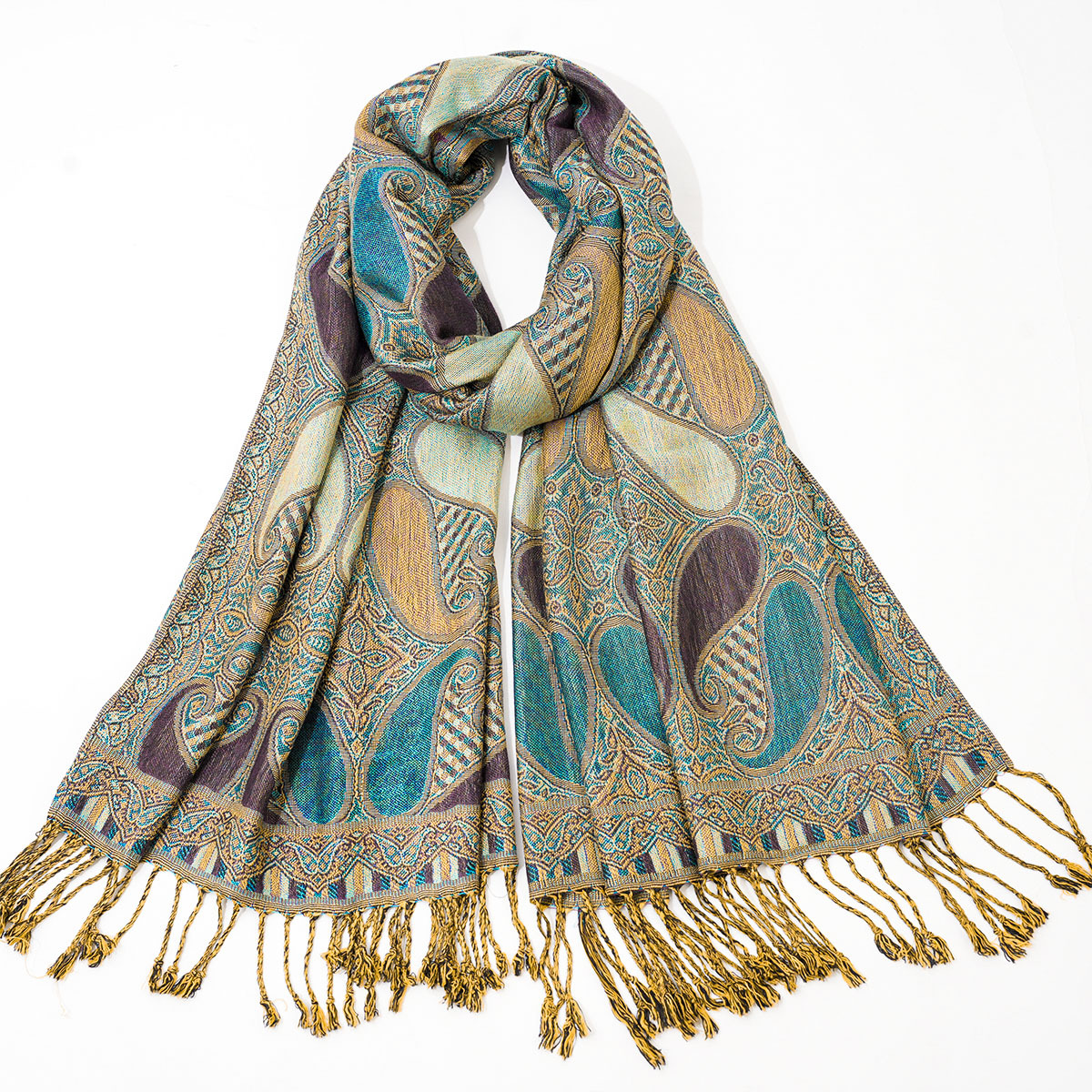 Factory direct sales of new jacquard cashew scarves, cross-border Nepalese fashionable shawls and scarves, women's headscarves wholesale details Picture