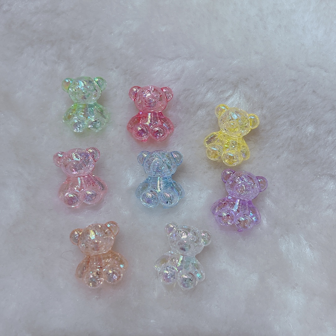 Acrylic colorful bursting bear UV-coated horizontal hole beads DIY best-selling leather band hair tie clothing shoes bag accessories Application Scenario