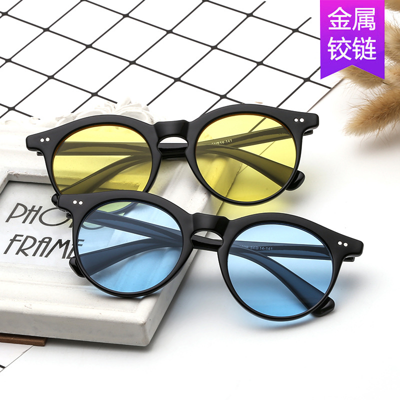 新款男士圆框双米订太阳镜女时尚简约个性海洋片墨镜ins防紫外线