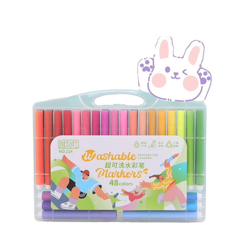 Triangular rod super washable watercolor pen student special set, bright and colorful art supplies, drawing and painting pens Item Picture