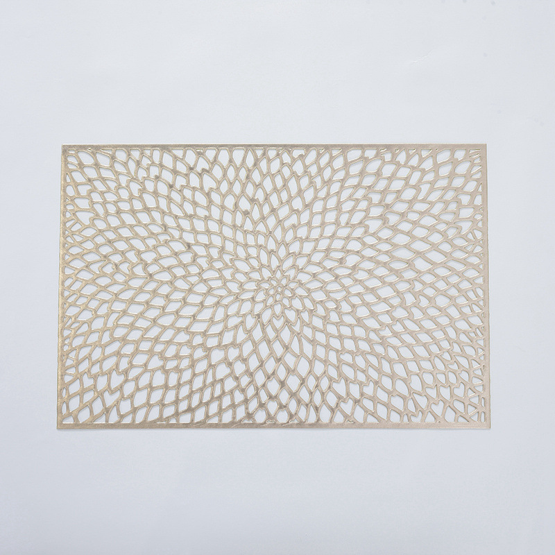 European Simple Rectangular Flower Hollow-Out Placemat Hotel Home Decoration Pvc Anti-Oil, Anti-Slip And Wear-Resistant Washable Table Mat Specification drawing