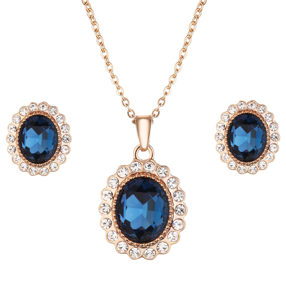 European and American retro style, high-end sense, crystal sunflower earrings, necklaces, cross-border export accessories, fashionable women's accessories Specification image