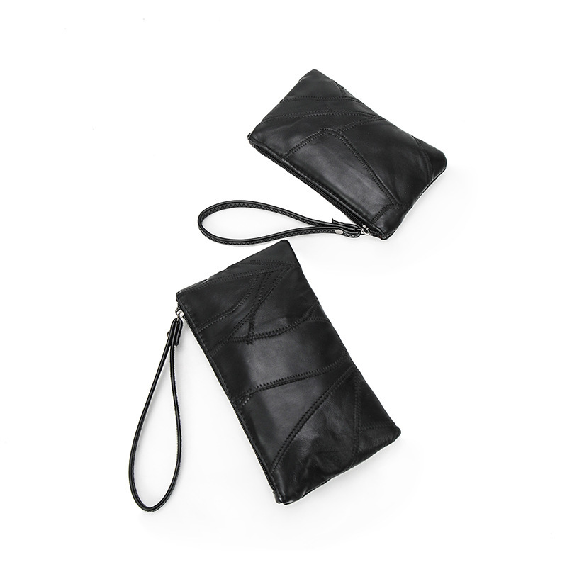 Factory direct sales of women's bags, fashionable spliced soft leather mobile phone coin purse, Korean-style versatile clutch for ladies details Picture