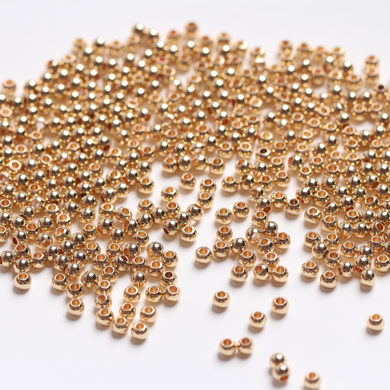 14K Gold Package Color Beads Transfer Bead Small Gold Pearl Surface Solid Diy Jewelry Hand-Beaded Accessories Loose Beads Item Picture
