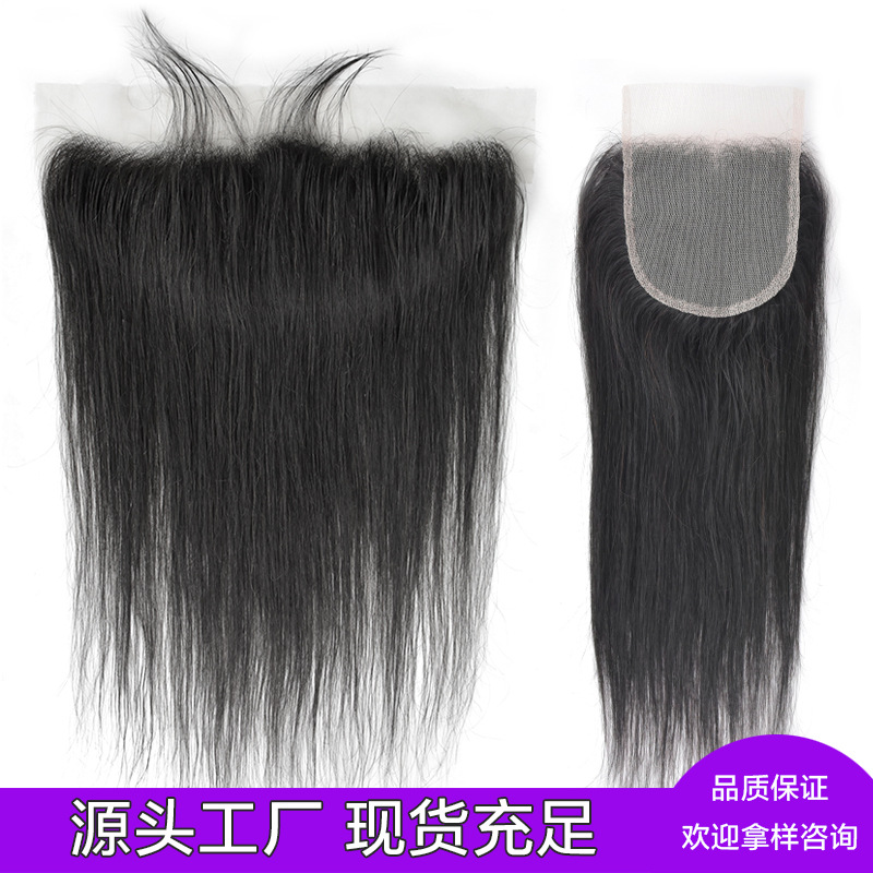 Straight human hair 13*4/4*4closure 前蕾丝假发真人发蕾丝发块图