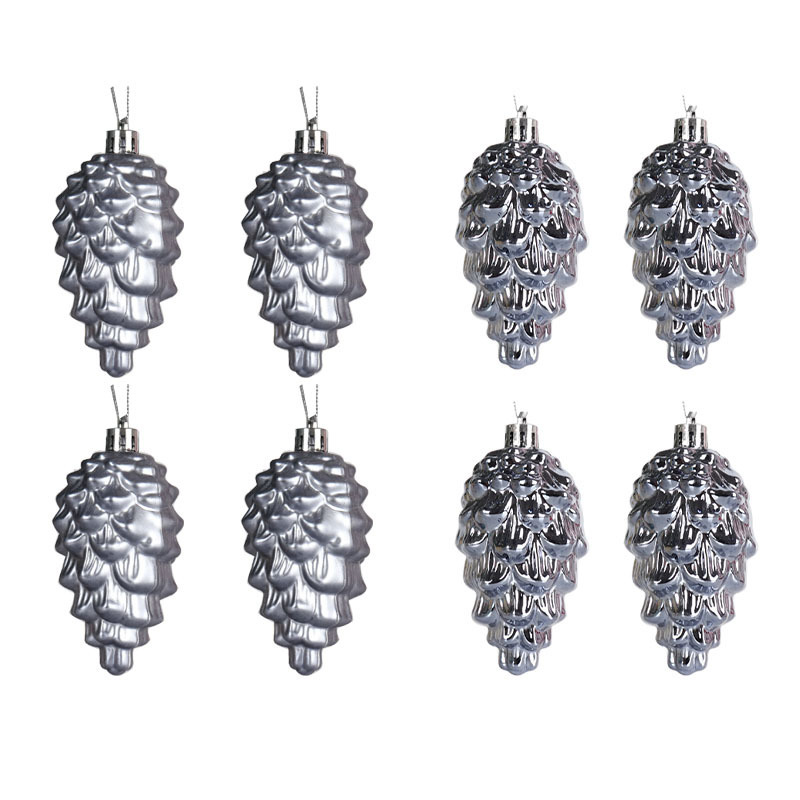 New Christmas Tree Decorations 9Cm/8Pcs Christmas Tree Pendants Plastic Pine Cone Shaped Hanging Christmas Ball In Stock Application Scenario