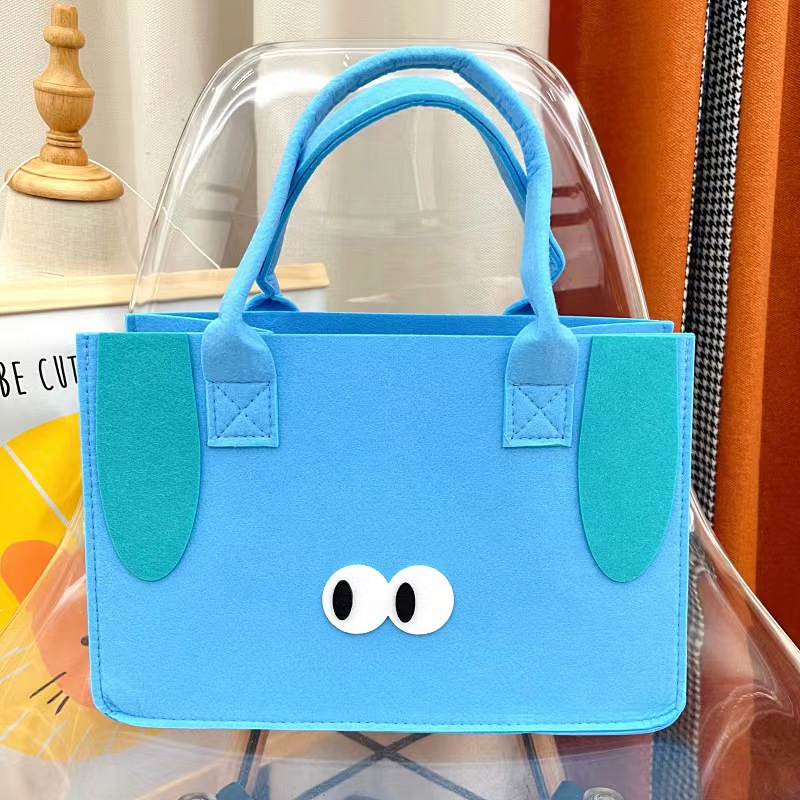 Wholesale cross-border popular felt bags, cartoon felt storage bags, first birthday souvenir gift bags, handbags with logo printing pic 13