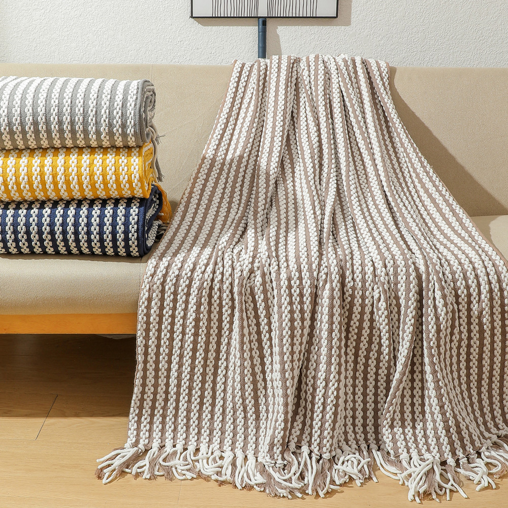 手工针织毯盖毯粗毛线毯子沙发毯编织毯子雪尼尔毛毯午睡毯豆豆毯