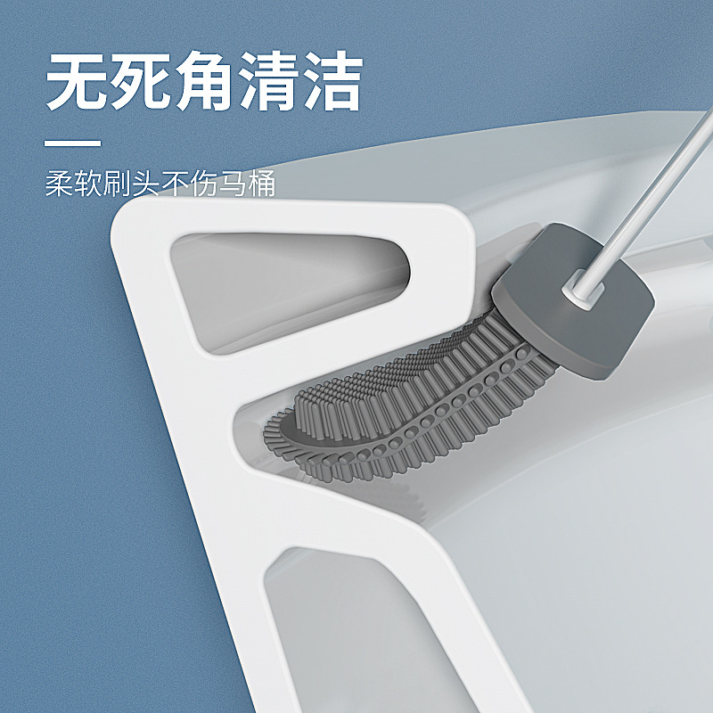 Sodolike silicone toilet brush for household wholesale, blue toilet brush for bathroom without blind spots, long-handled toilet brush Specification image