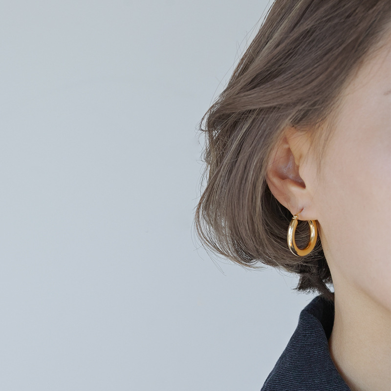 Ins Round Feeling Hollow Stainless Steel Earrings Plated Cross-Border Fashion Titanium Steel Earrings Men And Women With The Same Trend Earrings details Picture