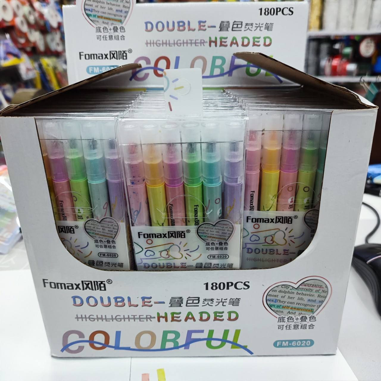 Fomax Double Head Fm-6020 Wind Background Color Overlapping Oblique Head With Round Head 12 Color Gradient Pen Highlighter Application Scenario