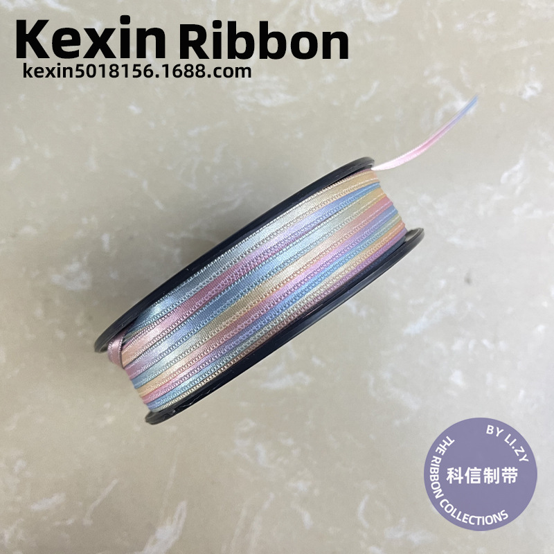 T! South Korea Imported Webbing 3Mm Rainbow Polyester With Pet Hairpin Diy Material Bow Accessories Specification drawing