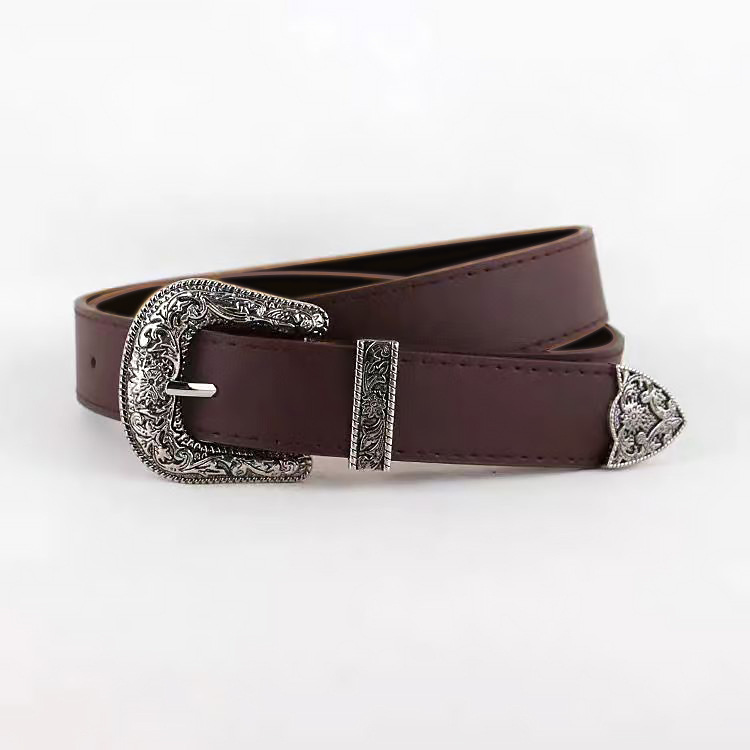 Europe And The United States Retro Carved Belt Ladies Ins Wind Needle Buckle Fashion Hundred With Dress Denim Belt Popular details Picture