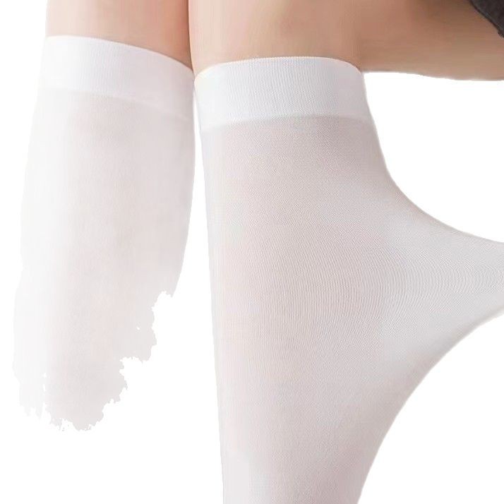 One-piece delivery service for new spring and summer women's thin knee-length socks, long calf socks, Japanese and Korean school style solid color velvet breathable socks Item Picture
