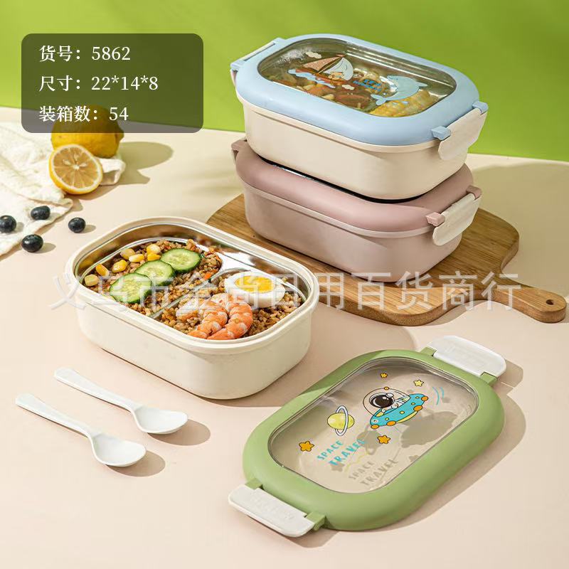 ins style special food-grade compartments portable lunch box, stainless steel insulated lunch box for students and office workers