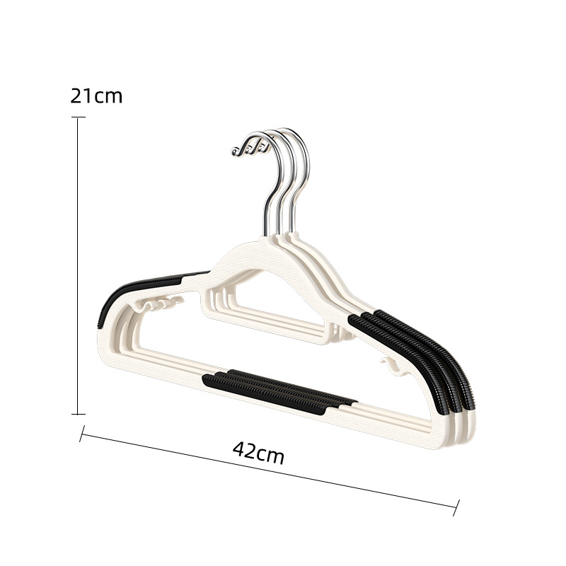 Autumn and winter in-stock dry and wet seamless plastic clothes hangers, thickened anti-slip and shoulder-free, dormitory household clothes hanger Item Picture