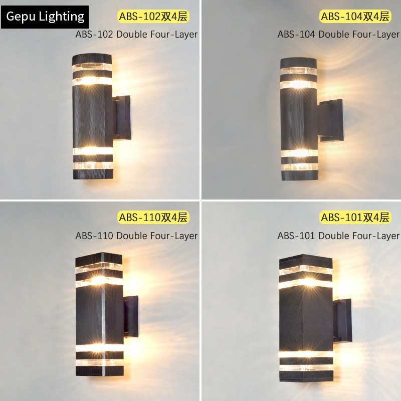 Outdoor double-head wall lamp with plastic shell that emits light up and down, E27 outdoor waterproof exterior wall wall-mounted courtyard lighting pvc kit full figure