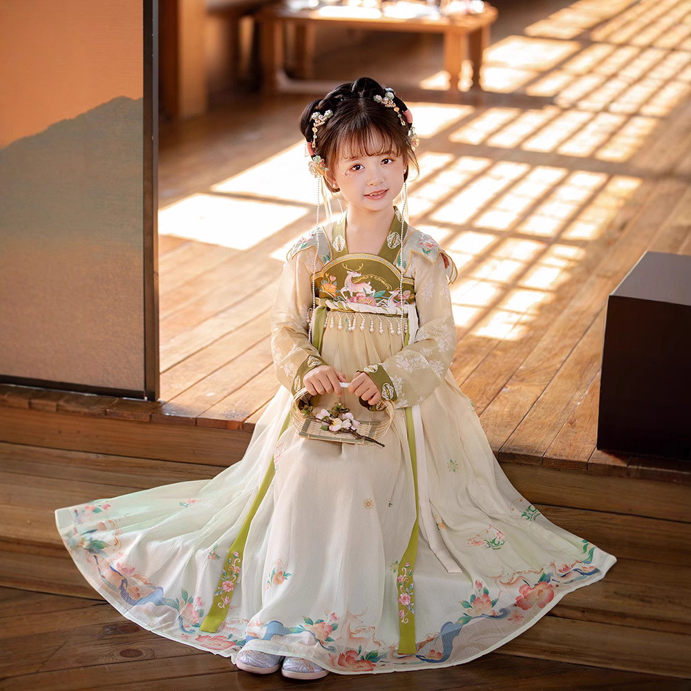 国潮汉服女童2025新款夏季古风小女孩连衣裙古装超仙国学儿童唐装批发