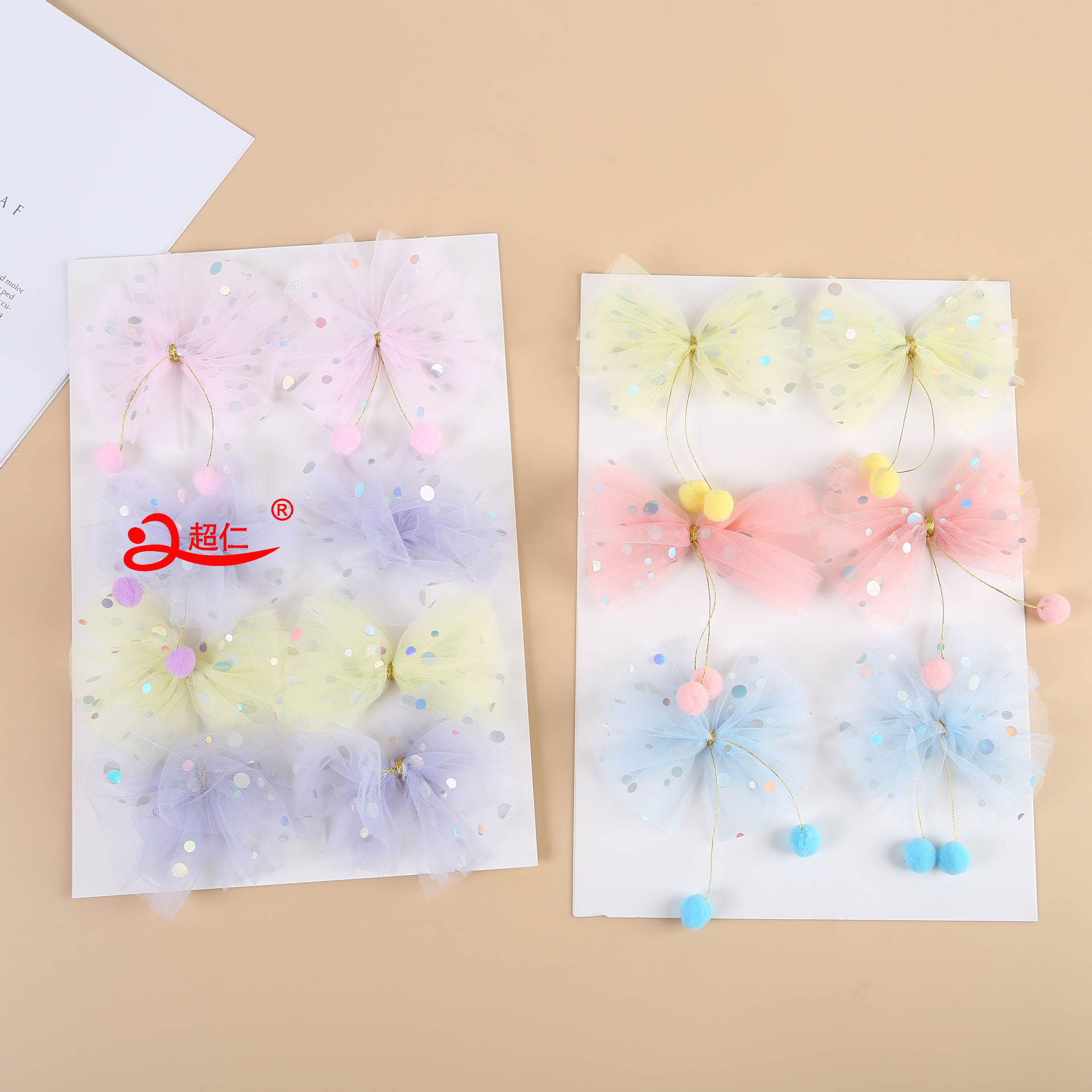 Japanese And Korean Style Hair Accessories Gift Clothing Accessories New Polka Dot Mesh Hairball Bow Can Be Produced