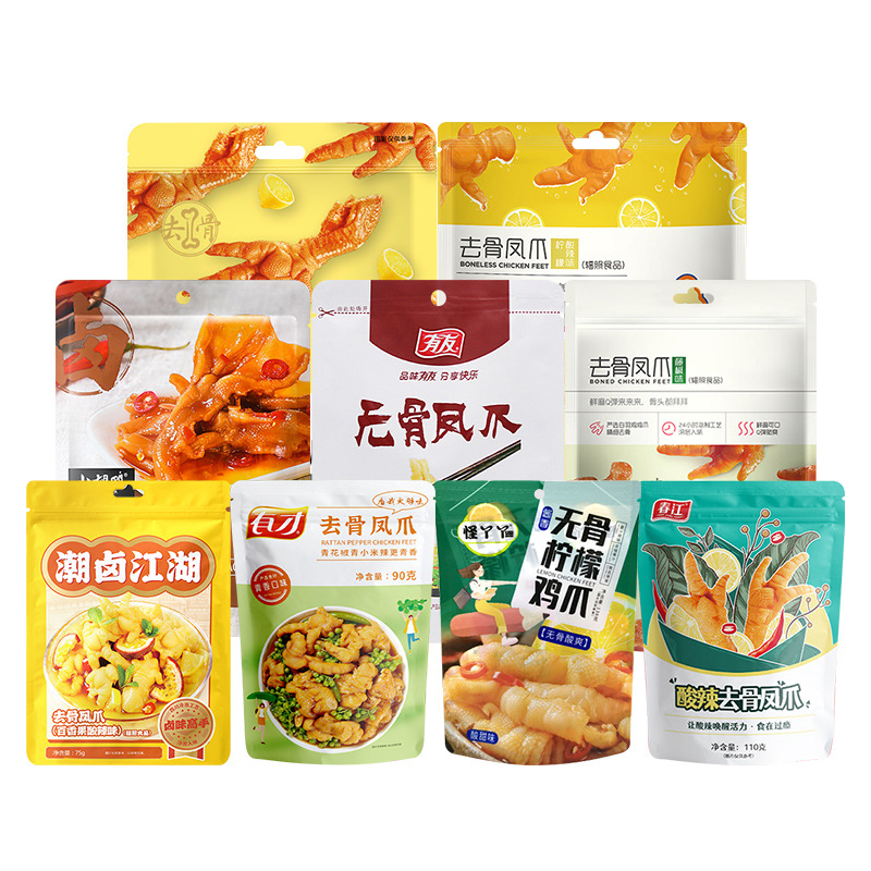 Customized food packaging bags, boneless chicken feet bags, self-standing and self-sealing bags, eight-side sealed aluminum foil bags, composite roll film printing Item Picture