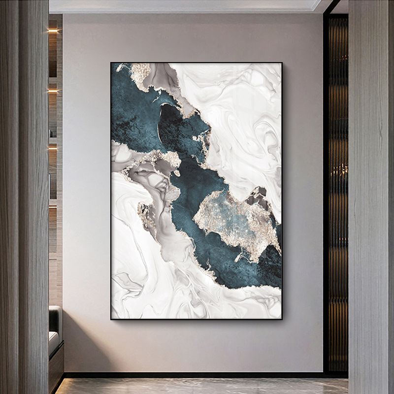 岚翠 现代简约客厅装饰画酒店样品间挂画抽象画走廊玄关晶瓷画