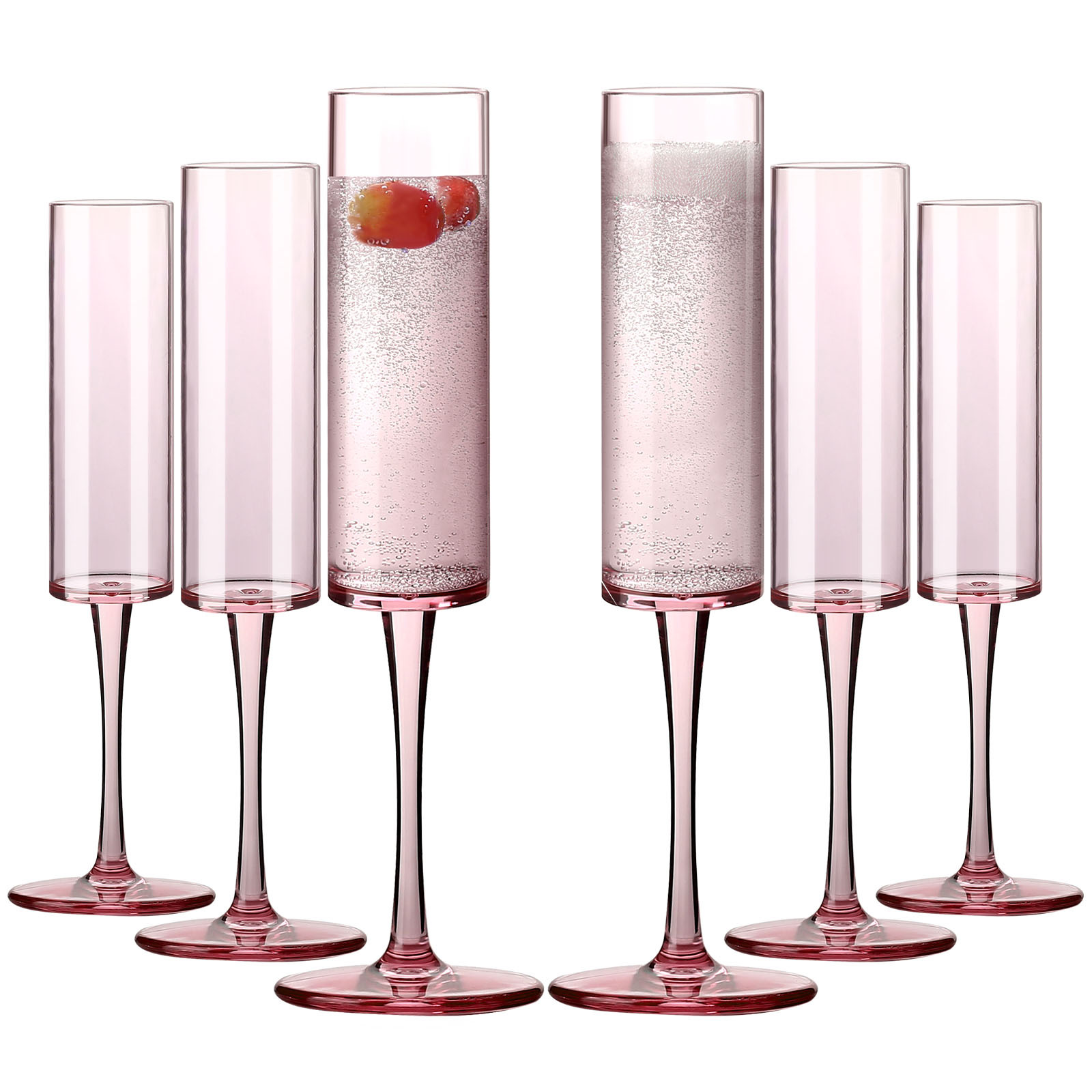 Tall champagne glass, straight wine glass, plastic pink cocktail glass, anti-drop bar glass, creative tall glass