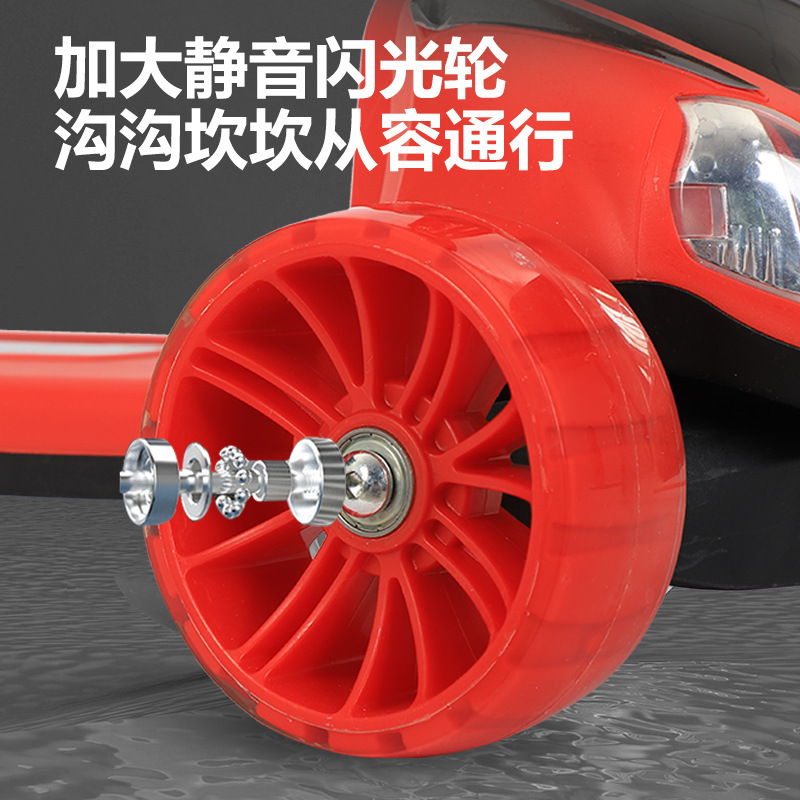 A portable multi-speed adjustable three-wheeled scooter for children aged 3 to 6 with music, flashing, and foldable Specification image