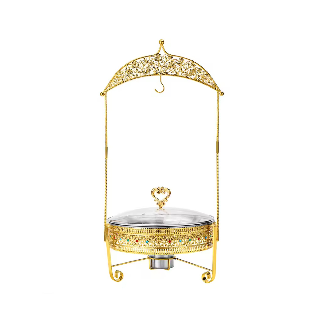 Cross-Border Source Stainless Steel Hanging Stove Restaurant Suitable For Light Luxury Luxury Iron Buffet Stove Novel Color Diamond Alcohol Stove